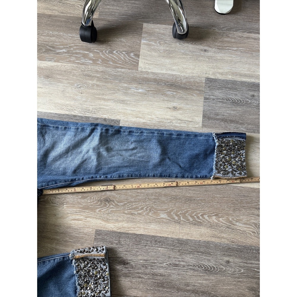 A.O.L.A by alice + olivia You Look Amazing Blue Jeans Sequin‎ Studded Cuff 24 - Picture 15 of 16